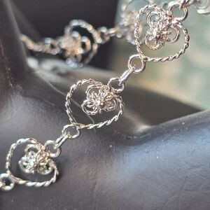 Delicate Silver Filigree Heart Bracelet